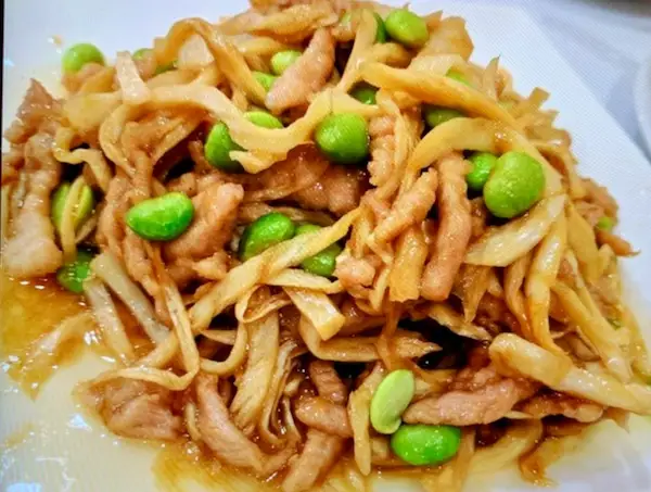 Shredded Pork with Bamboo Shoots and Edamame